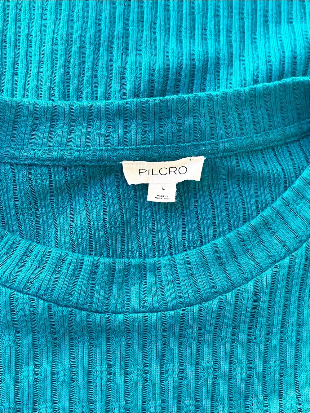 Anthropologie Ribbed Long Sleeve Sweater Knit Top in Teal, Size L - Picture 9 of 11